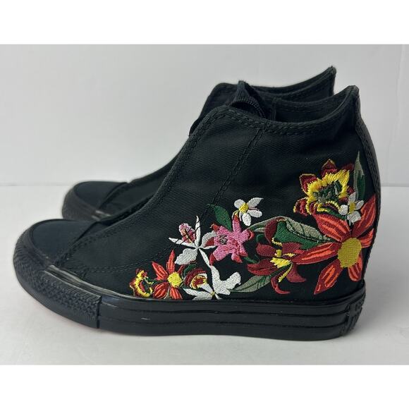 Converse X PatBo All Star Lux Wedge Mid High Top Sneaker Womens Size 5 Gold Tips - Picture 2 of 9